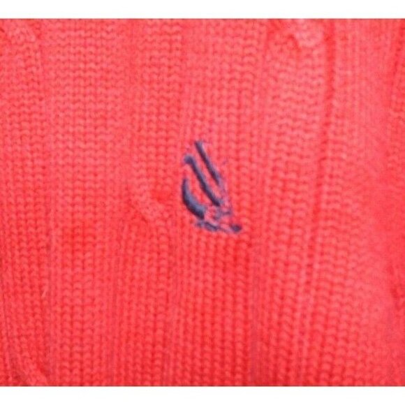 NAUTICA Men's XL Solid Red Crewneck Cable Knit Cotton Pullover SEE MEASUREMENTS - Picture 3 of 3